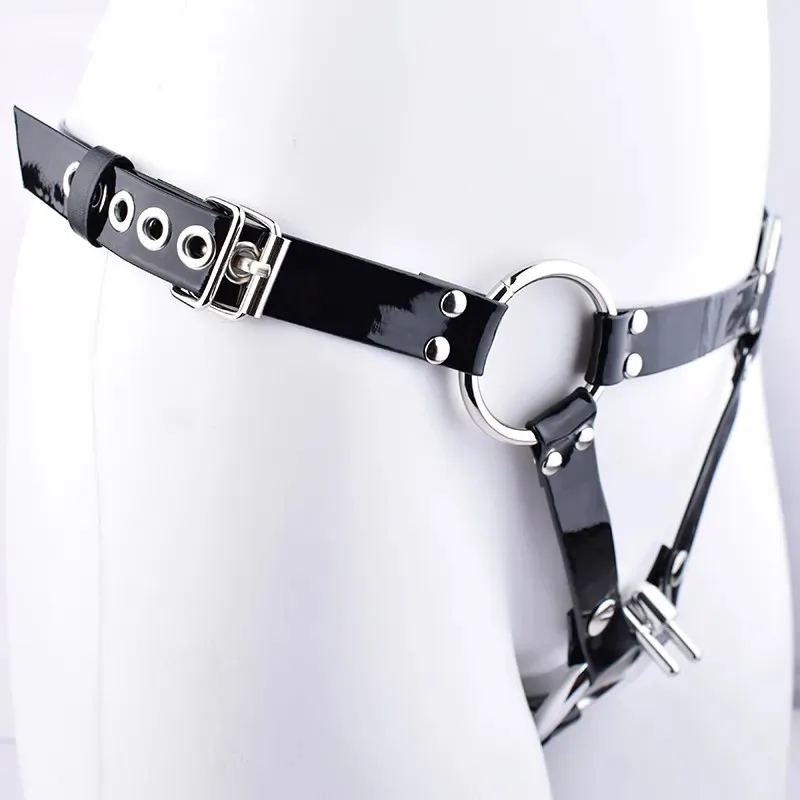 Male Chastity Cage Anti-off Device PU Leather Auxiliary Belt ONLY Adjustable Underwear Rope Cock Rings Accessories Sex Toys penis chastity cage chastity lock sex toy chastity cage accessory penis cock ring
