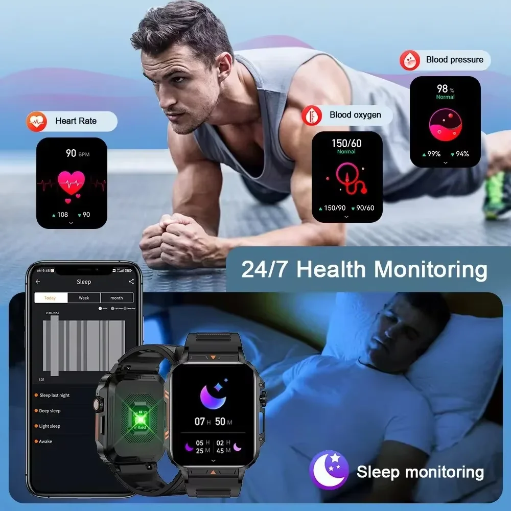 2026 Smartwatch 1.95" Inch Screen Health Monitoring Watches IP68 Waterproof Sport Fitness Smart Watch Android IOS For Men Women 6