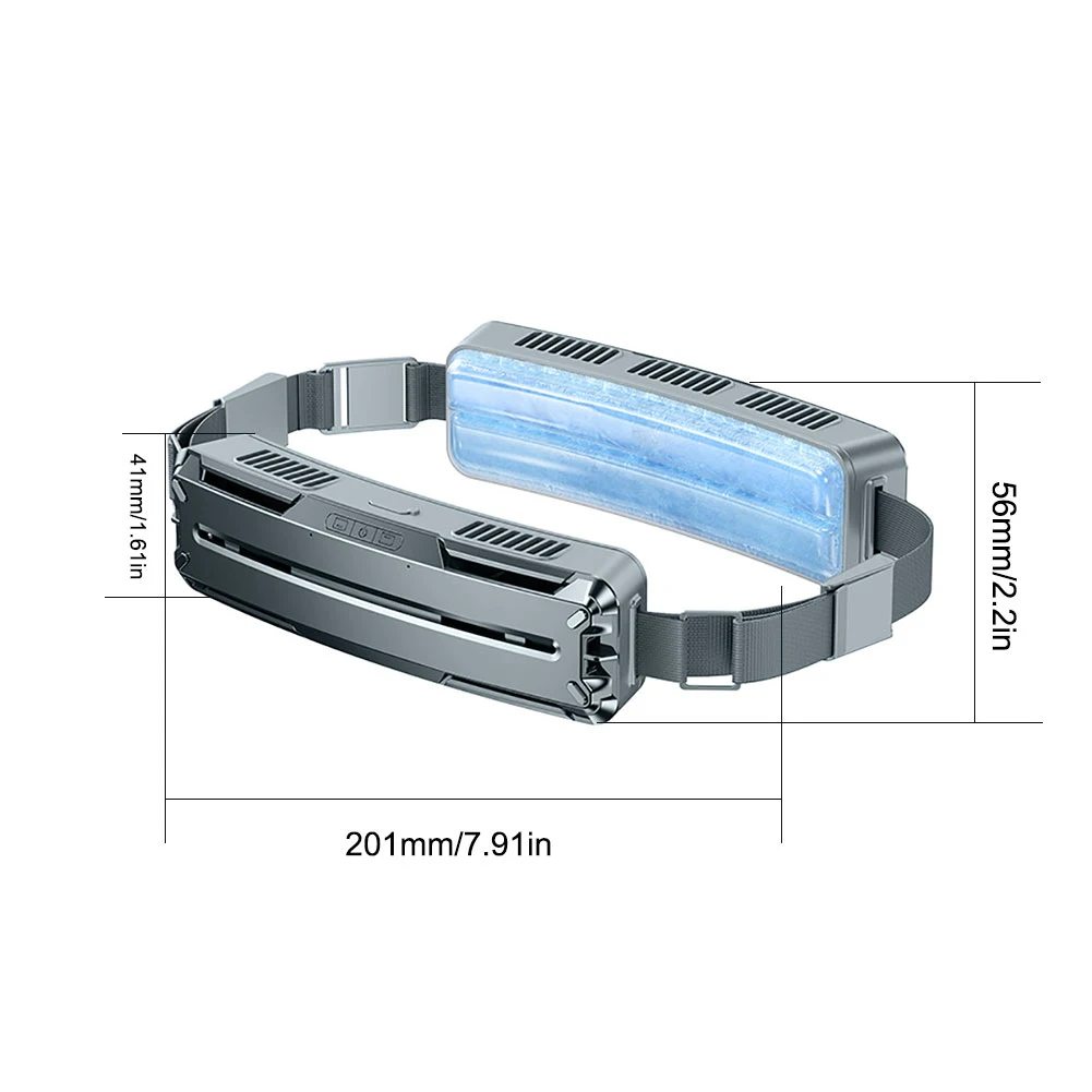 미니 스마트 아이스 선풍기 USB 충전식 냉각 벨트 선풍기, 탈착식 아이스 팩 바디 선풍기, 야외 스포츠 캠핑 하이킹 여행 낚시용