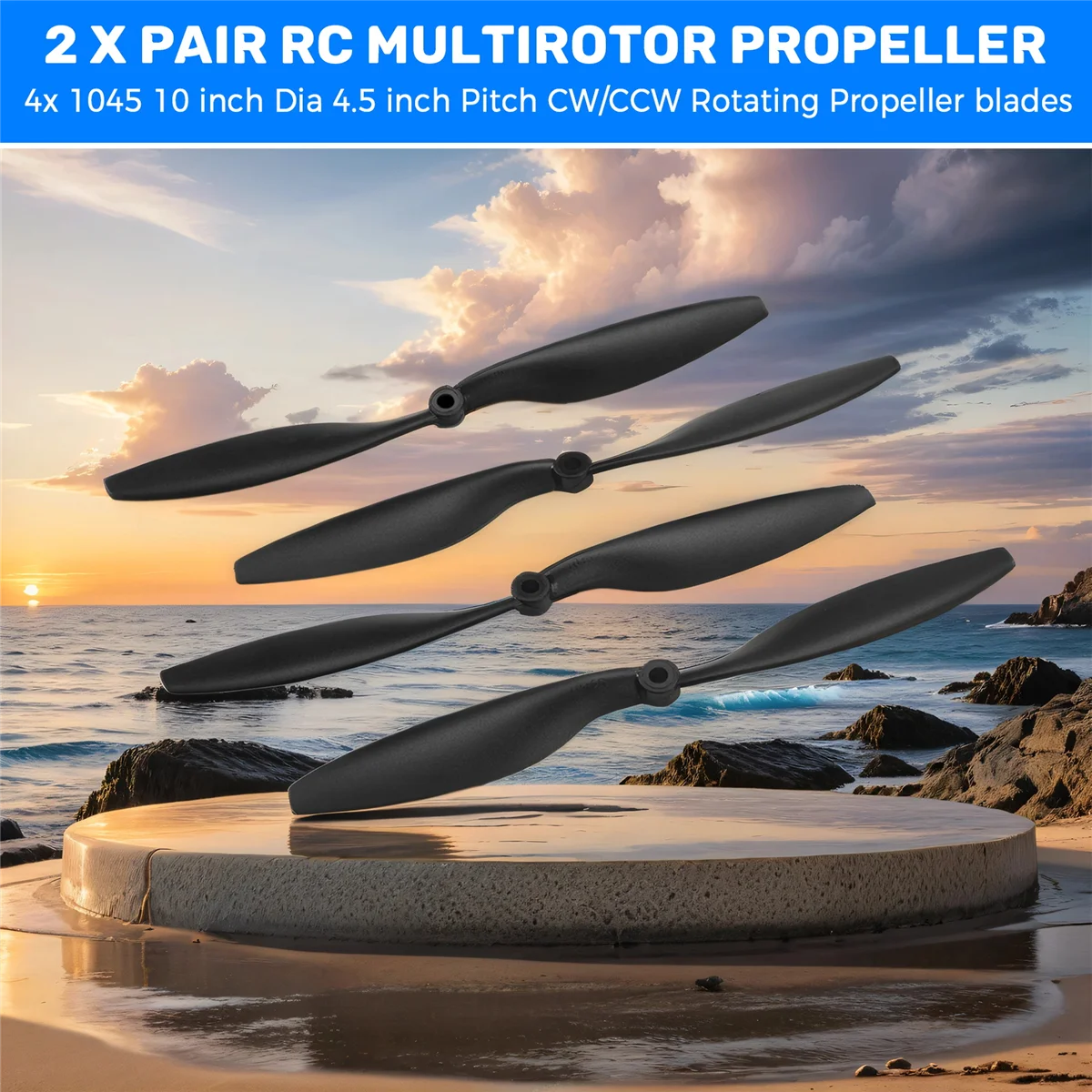 ABQR 4x Hélice RC 10x4.5 pouces CW/CCW pour Multirotor Drone
