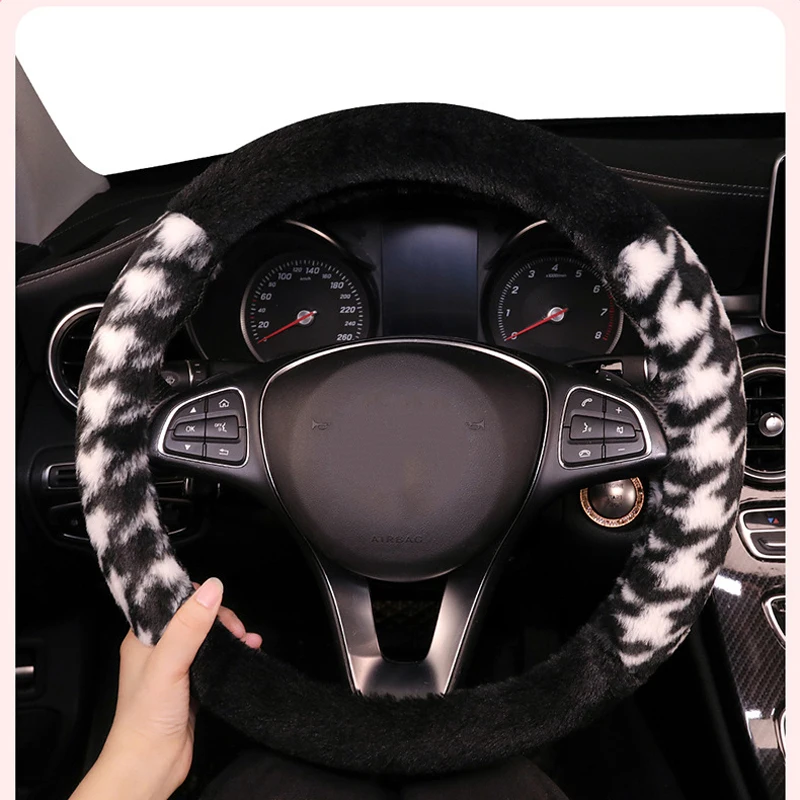 Auto Lenkrad abdeckung flauschig Winter warm dick Plüsch weich Auto Lenkrad  Geflecht 37 38 cm kreisförmige d-förmige Rad abdeckung - AliExpress