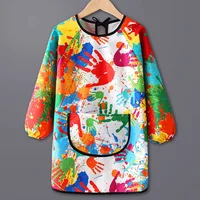 Children's Painting Waterproof Long Sleeved Cover Kindergarten Art Painting Reverse Dressing Baby Eating Bib Kids  Apron 1