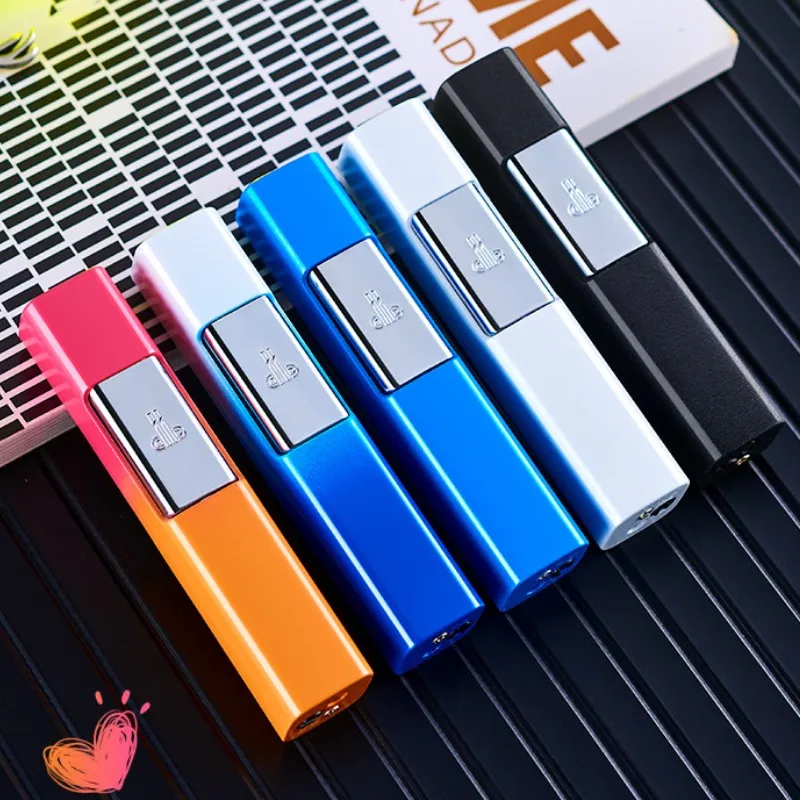 Butane Torch Lighter Mini Inflatable Windproof Pink Jet Flame Luminous Metal Electronic Lighters Smoking Gadgets Butane Gas Lighter Cigarette Lighter