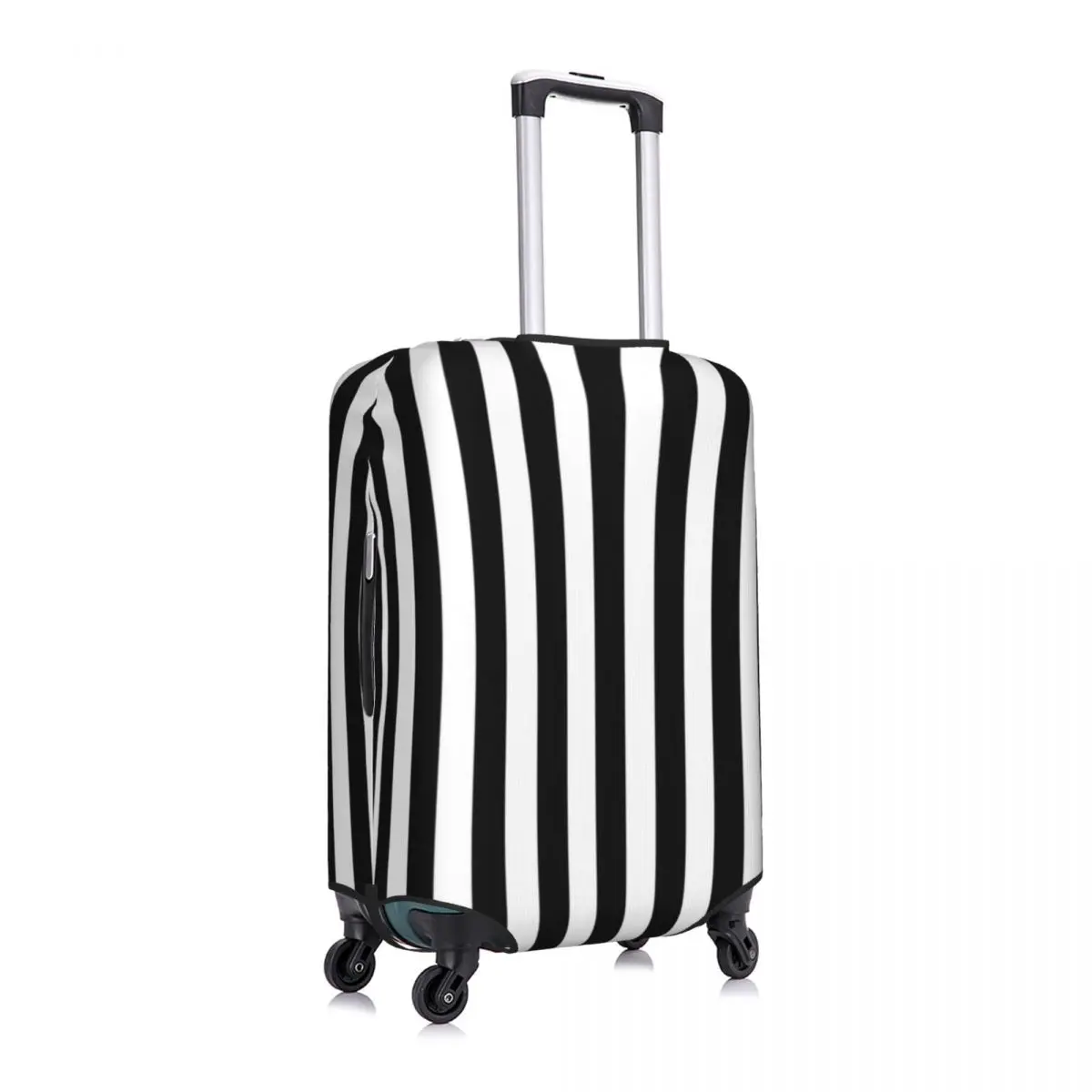 Vintage Striped Print Suitcase Cover Black White Vertical Stripes Vacation Cruise Trip Useful Luggage Supplies Protector