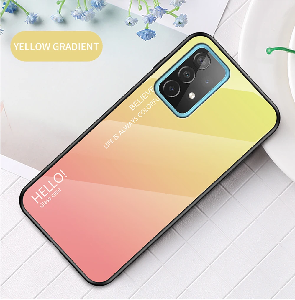 A73 A53 Cover DECLAREYAO Hartglas Coque für Samsung Galaxy A33 A03S A03 Core A03 Hülle Silikonrahmen Slim Tempered Gla_voghion.com