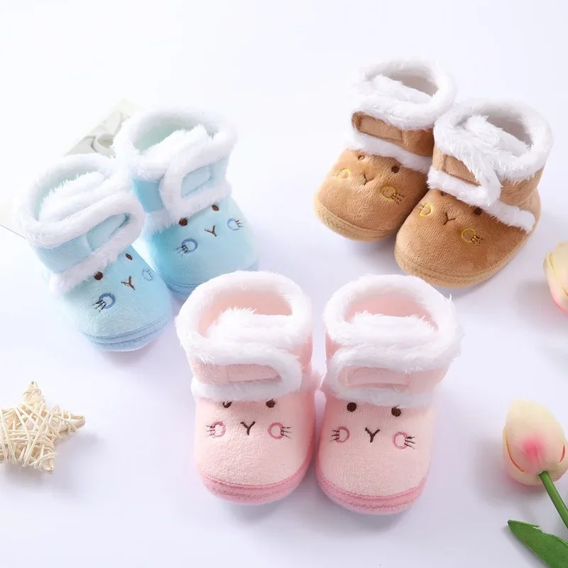 Baby shoes soft sole shoes Winter warm newborn toddler boots 1 year baby girls boys 0-18M