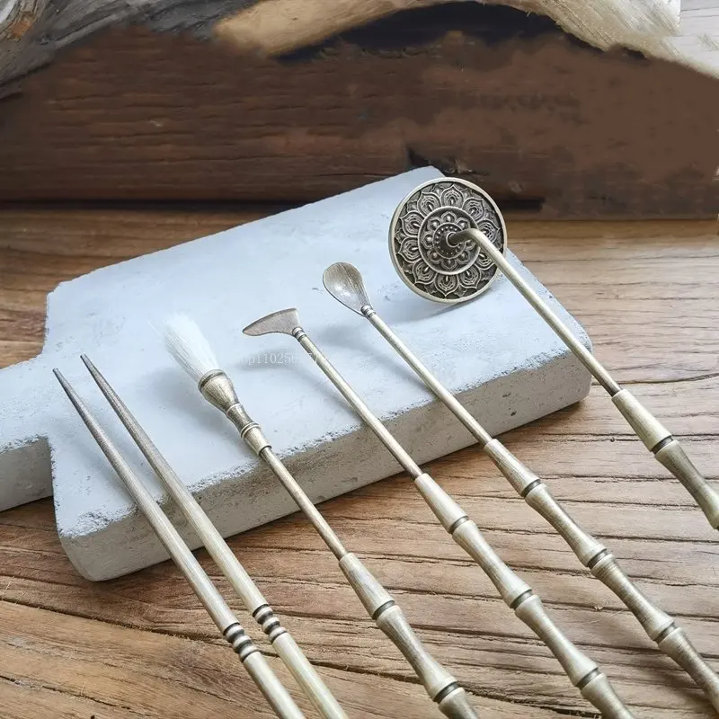 Incense Seal Tools Retro Pure Copper Incense Starter Set Incense Seal Burner Utensils DIY Household Indoor Seal Hit Tuo