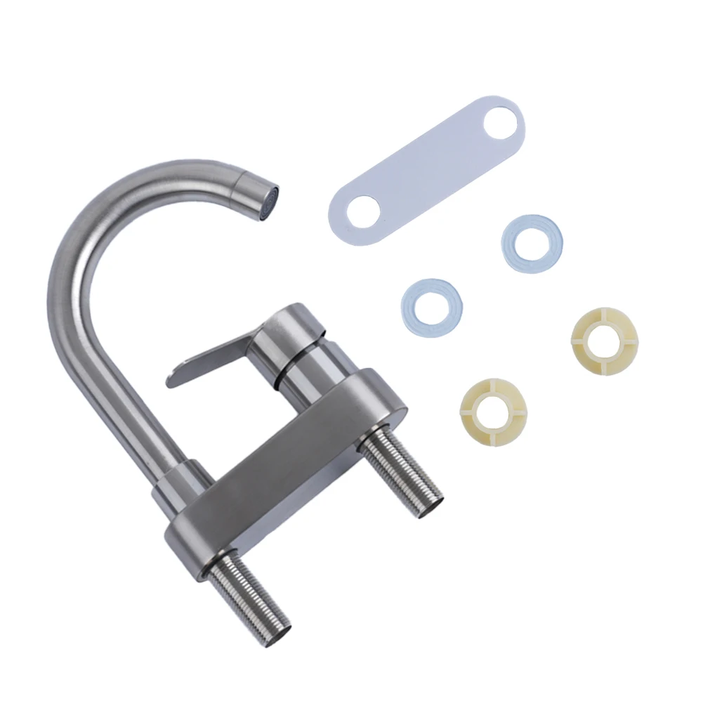 

1PC Kitchen Basin Faucet Bathroom Faucet 304 Stainless Steel Contemporary Sink Tap Cold And Hot Mixer Tap Ceramic Valve For Home