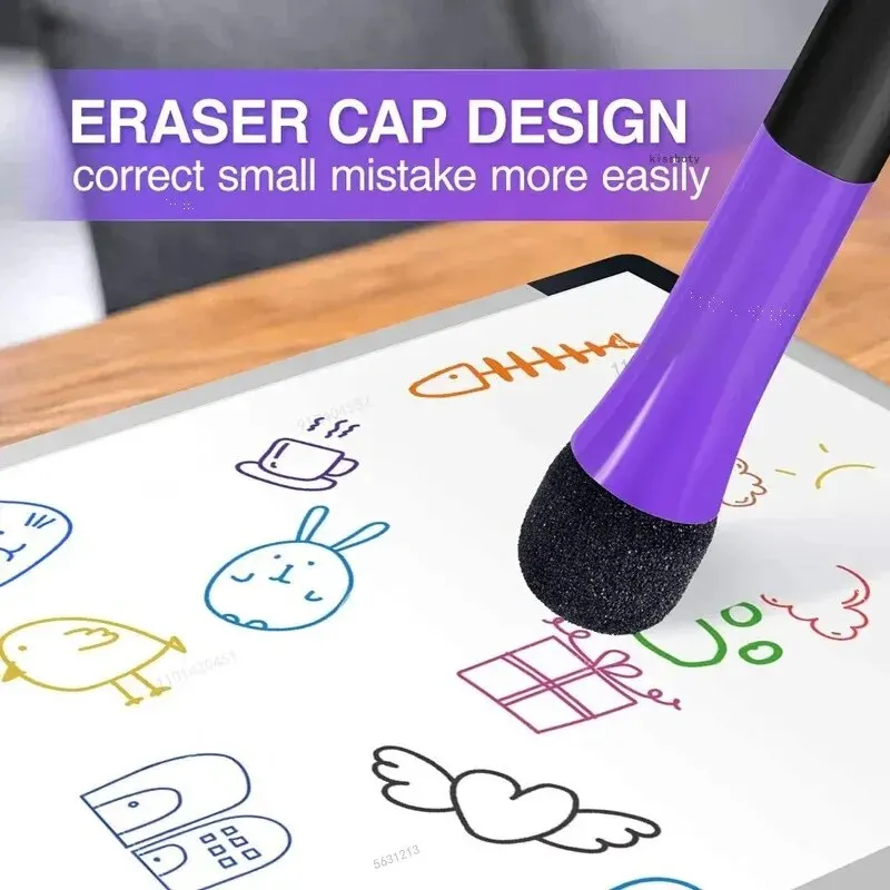 12 Colors Band Magnetic Whiteboard Marker Erasable Water-Based Marking Pen Eraser Student Drawing Pen Stationer color marker pens,pen marker,marker pens,whiteboard pens,dry erase markers