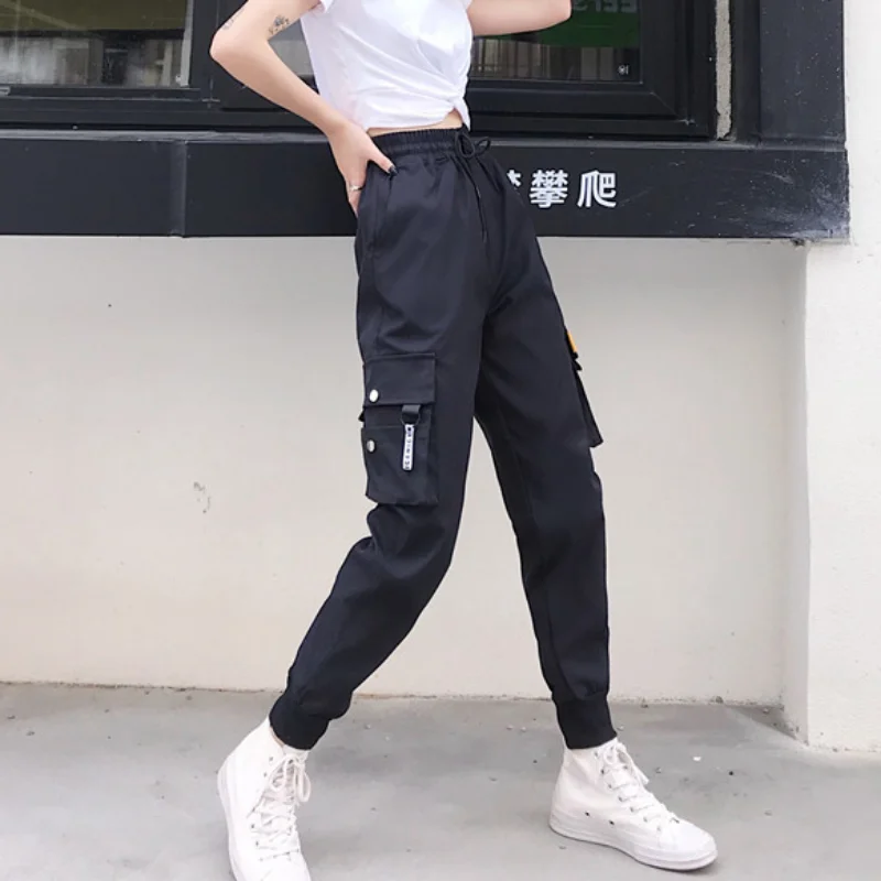 Harajuku Black Cargo Pants Women Wide Leg Hiphop Streetwear Women Pants Loose Female Baggy Oversize Korean Style Trousers