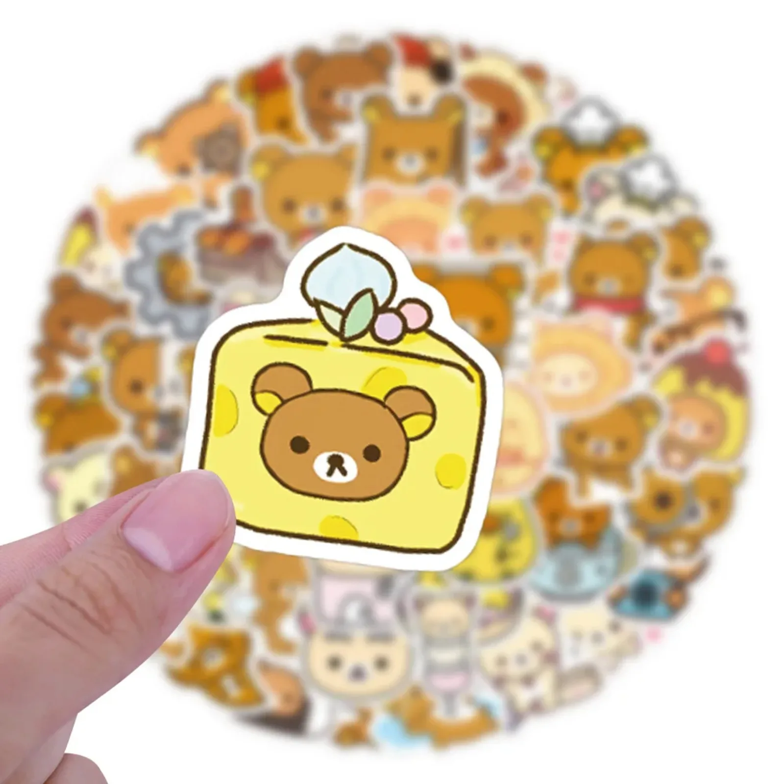 105Pcs Kawaii 귀여운 Rilakkuma 스티커 베어 비닐 방수 노트북 전화 케이스 노트북 물병 DIY 스티커
