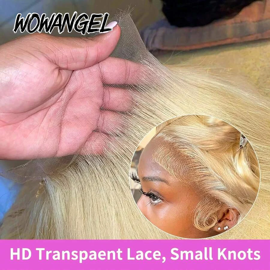 WOWANGEL 250% 613 Blone HD Lace Frontal Wig Bone Straight 13X6 HD Full Frontal Human Hair Wig PrePlucked Natural Scalp For Women 2