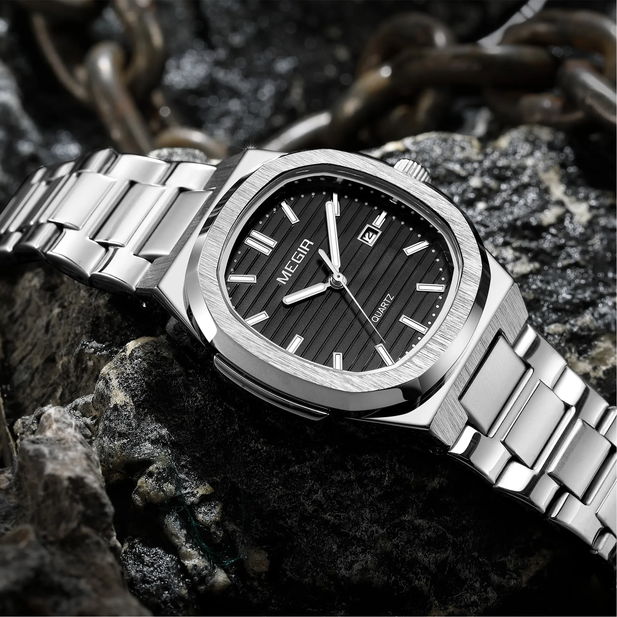 Reloj MEGIR clásico de cuarzo con pulsera de acero inoxidable para