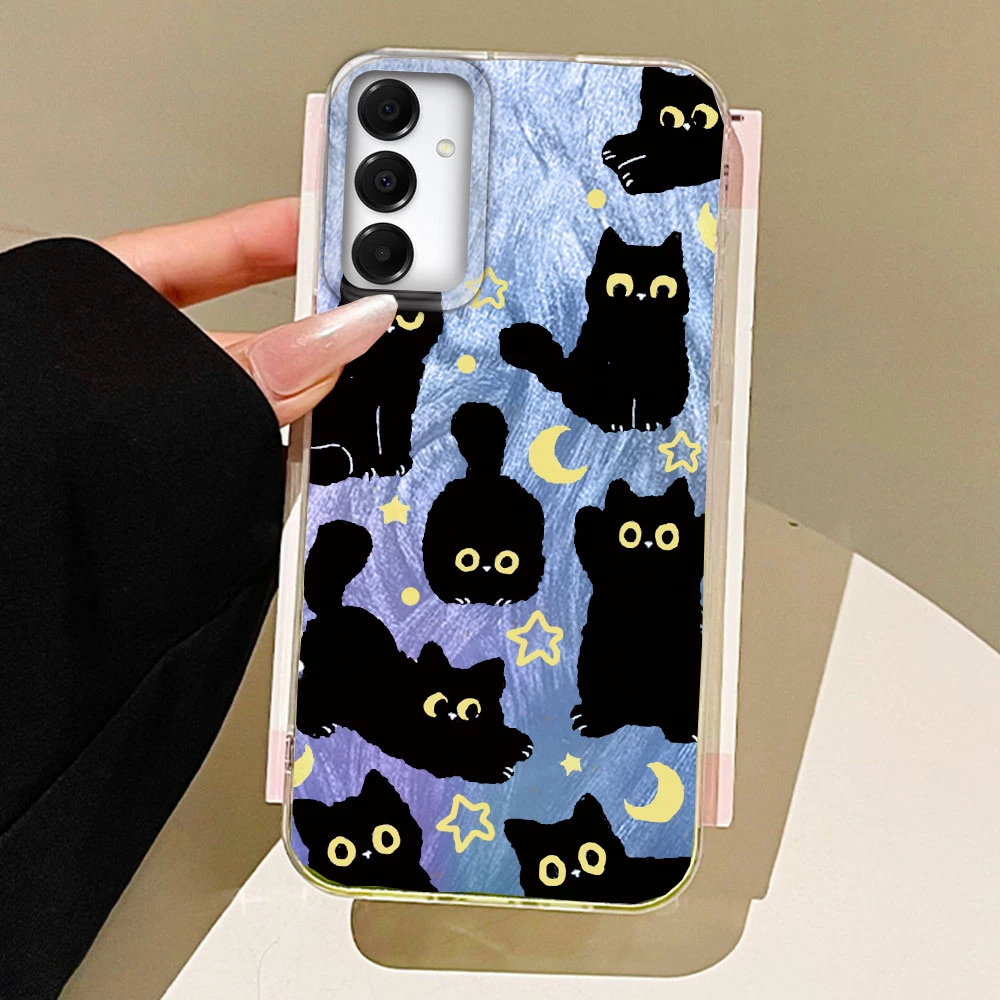 Charming Moonlit Black Cat Silicone Phone Case - Universal Fit