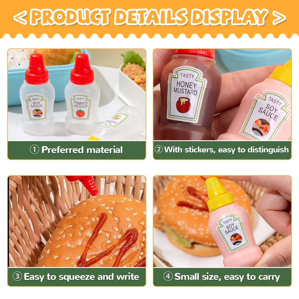 25ml Mini Sauce Bottle Refillable Ketchup Honey Tomato Salad Containers Bottles Portable Sauce Jars Storage Dressing Dispensers sauce bottle