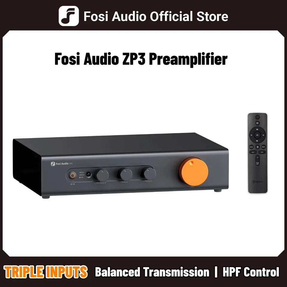 Fosi Audio ZP3 Preamplifier with 3-in/3-out XLR/RCA/SUB OUT HiFi