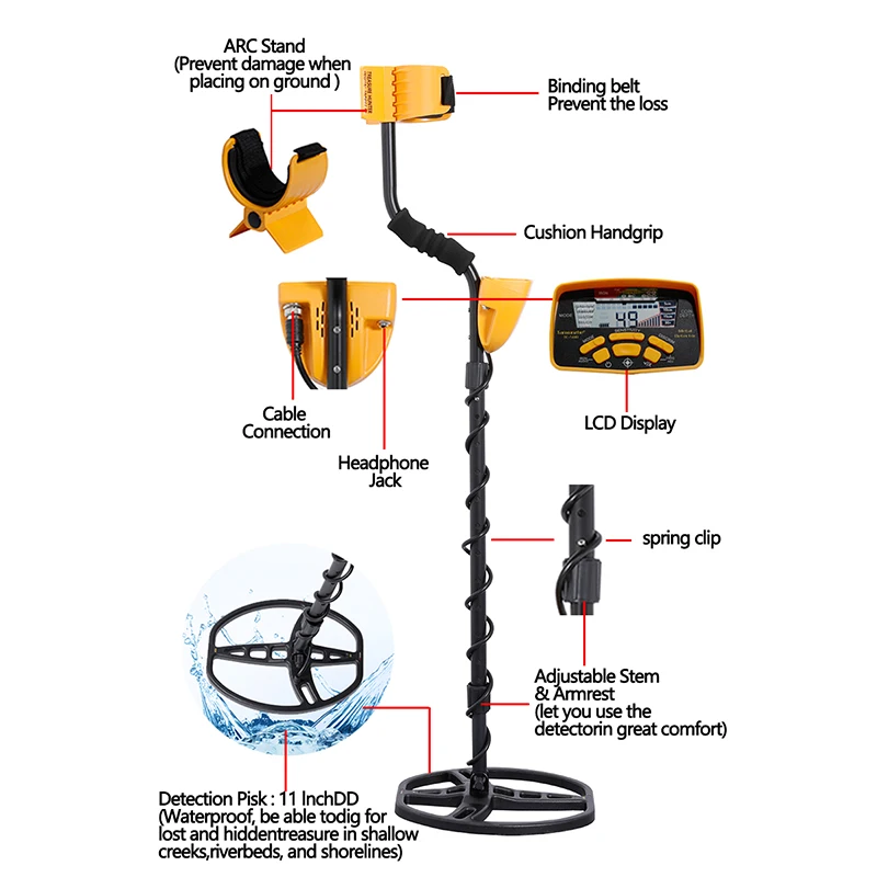Professional Underground Metal Detector TC-500 Data Show and Back Light Function Gold Metal Detector Scanner Searching Seeker