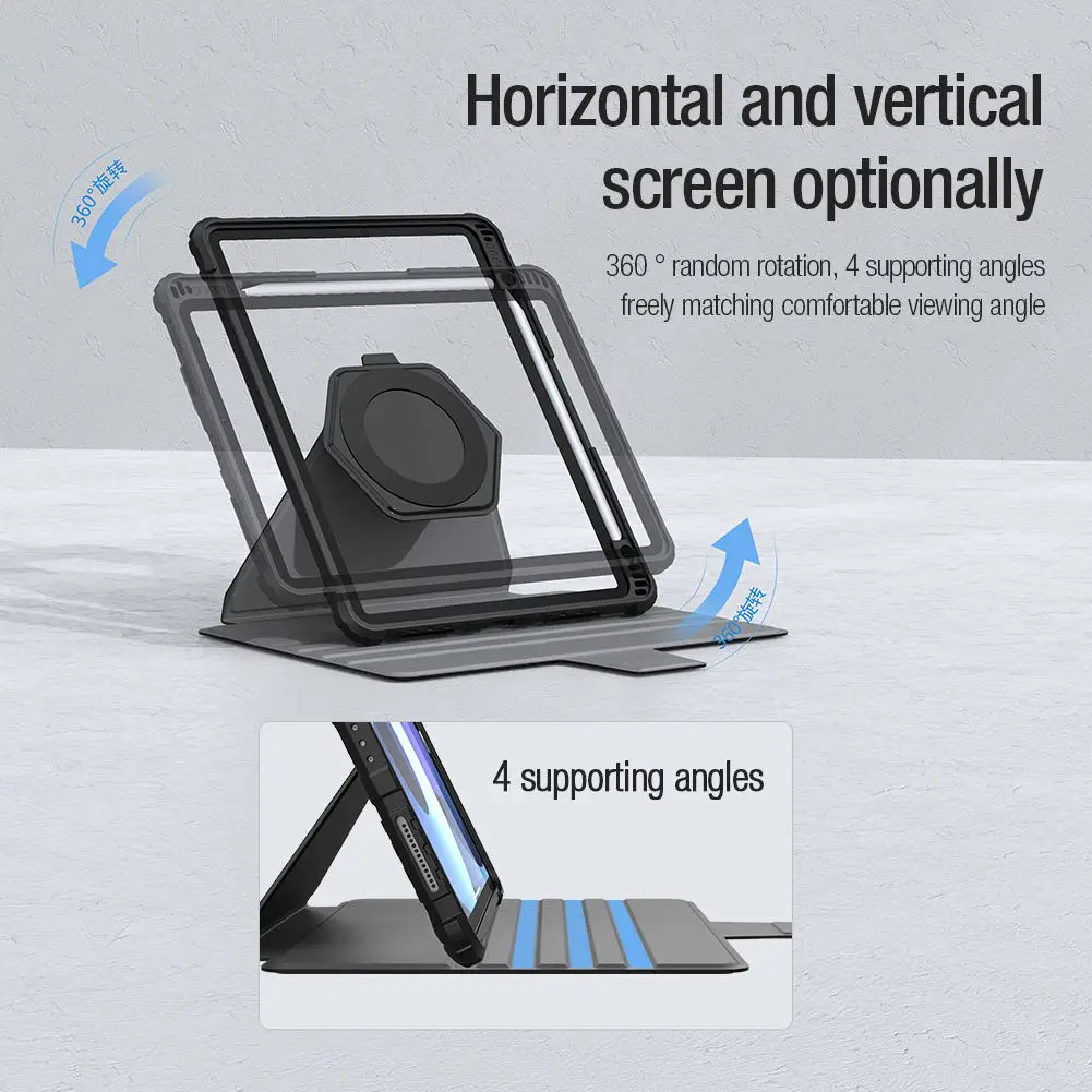 Nillkin Armadura para Carros Slide Câmera Magnética Flip Case de Couro para Ipad Pro 2023 2023 2023 ar 10.2 10.9 11 12.9 Lente Capa - Imagem 5