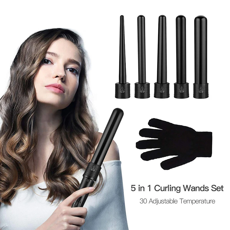 

Professional New Hot Curling Tool 5 in 1 Curling Wand Ceramic Barrels Set Interchangeable Hair Wand Hair Curler