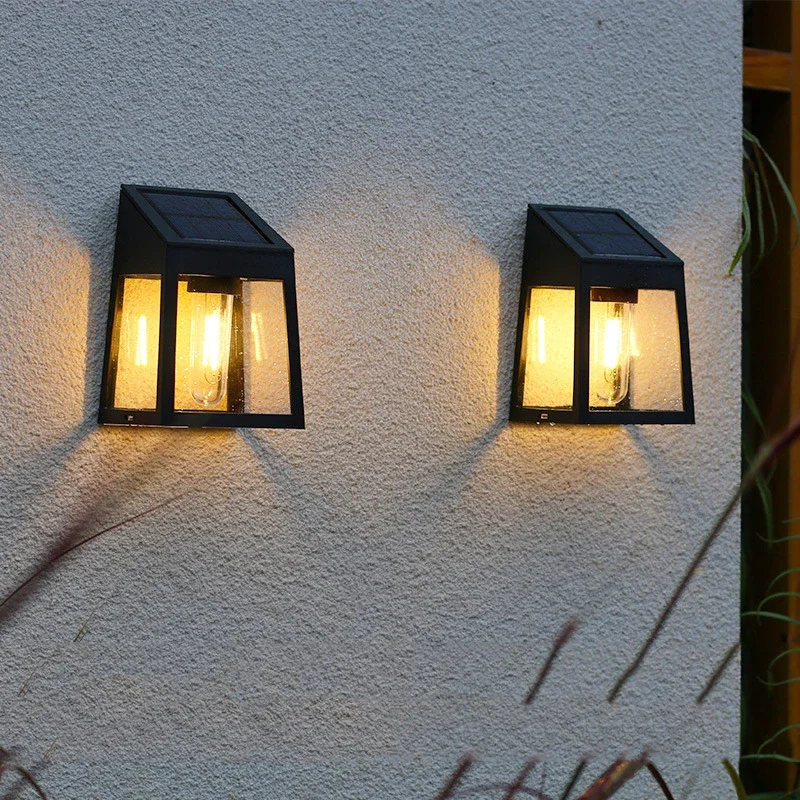 

Настенная лампа с солнечной батареей, водонепроницаемый светильник для улицы, сада, балкона, лестницы, Украшение стен из вольфрама