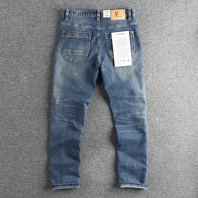 Q159# 2024 Spring and Autumn New American Retro Twill Denim Jeans Men's Simple 75% Cotton Washed Old Straight Youth Casual Pants