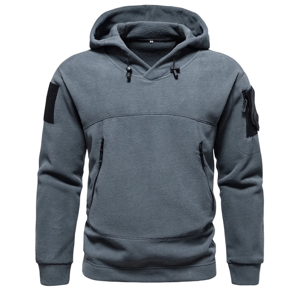 

2024 Men's Thick Polar Fleece Sweatshirt Autumn Winter Men Hood Sports Black Windproof Oversized Hoodie Male Streetwear Hoody