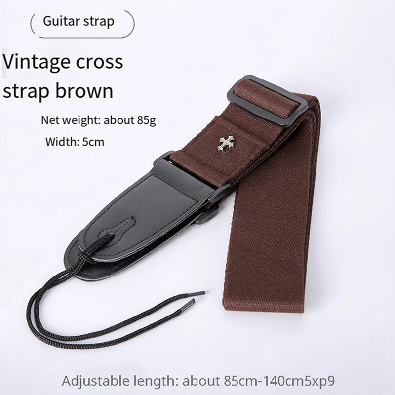 Brown Guitar Strap Folk Acoustic Guitar Electric Electric Bass Ukulele Strap Durable