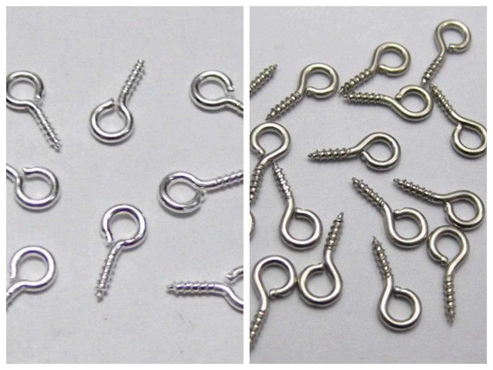 500 Silver Plated Screw Eye Bails Top Drilled Finding 8X4Mm