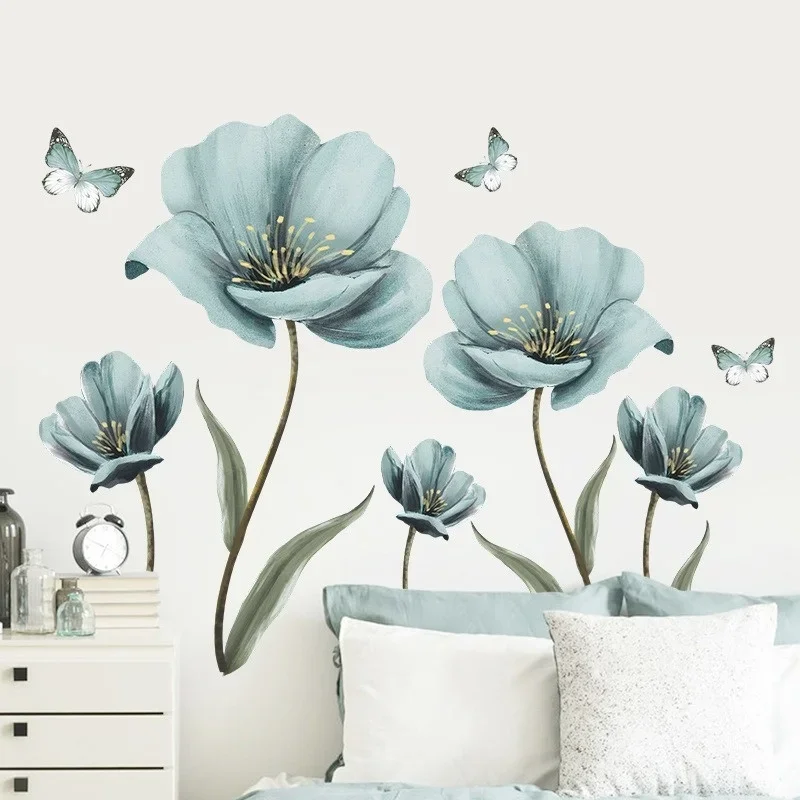 Creative Flower Wall Stickers Living Room Bedroom Wall Decoration Self-adhesive Wall Stickers Kitchen Wallpaper Home