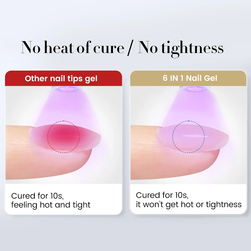 BORN PRETTY 6 in 1 Nail Glue Gel Extra Strong Adhesive for Press on Nails Clear Acrylic Tips Extension Gel Strengthener Gel 6