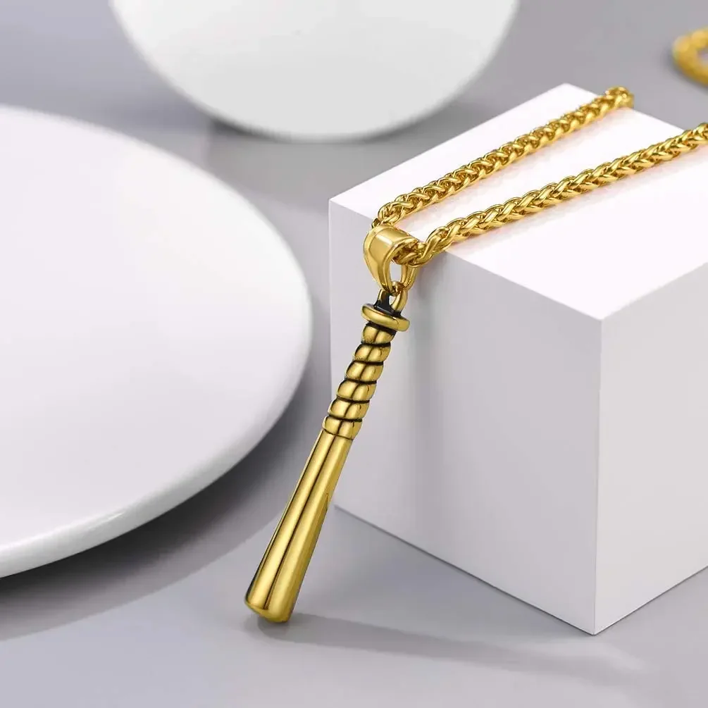 Stylish Baseball Bat Pendant Necklace