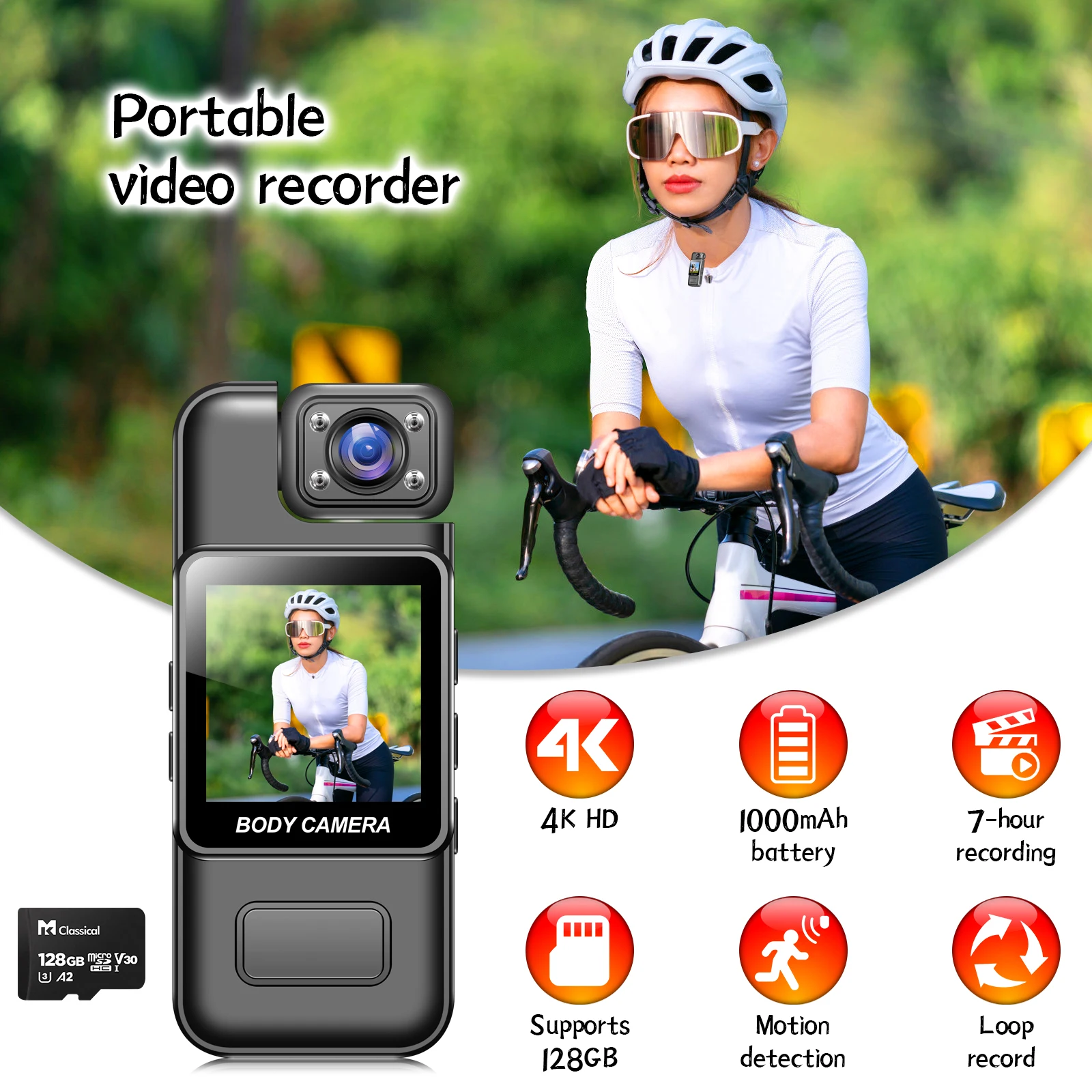 4k Mini Digital Camera WIFI Remote Control 180 Degrees Wide Angle Rotation Lens Bodycam Sports DV with Rotating Back Clip 4