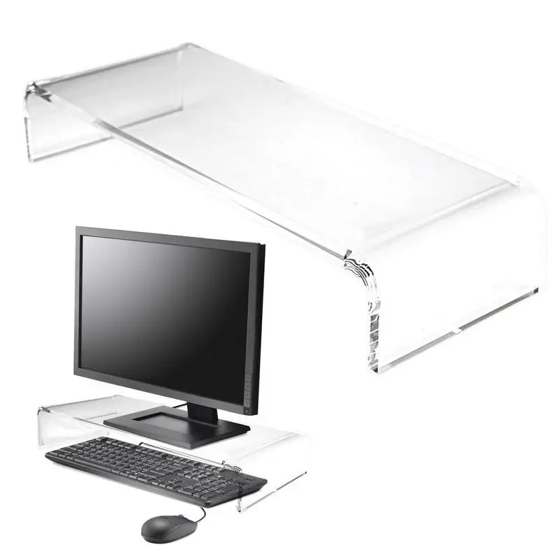 

Acrylic Computer Stand Riser Computer Desk Clear Monitor Shelf Accessories Space-Saving Clear Monitor Riser For Home Office