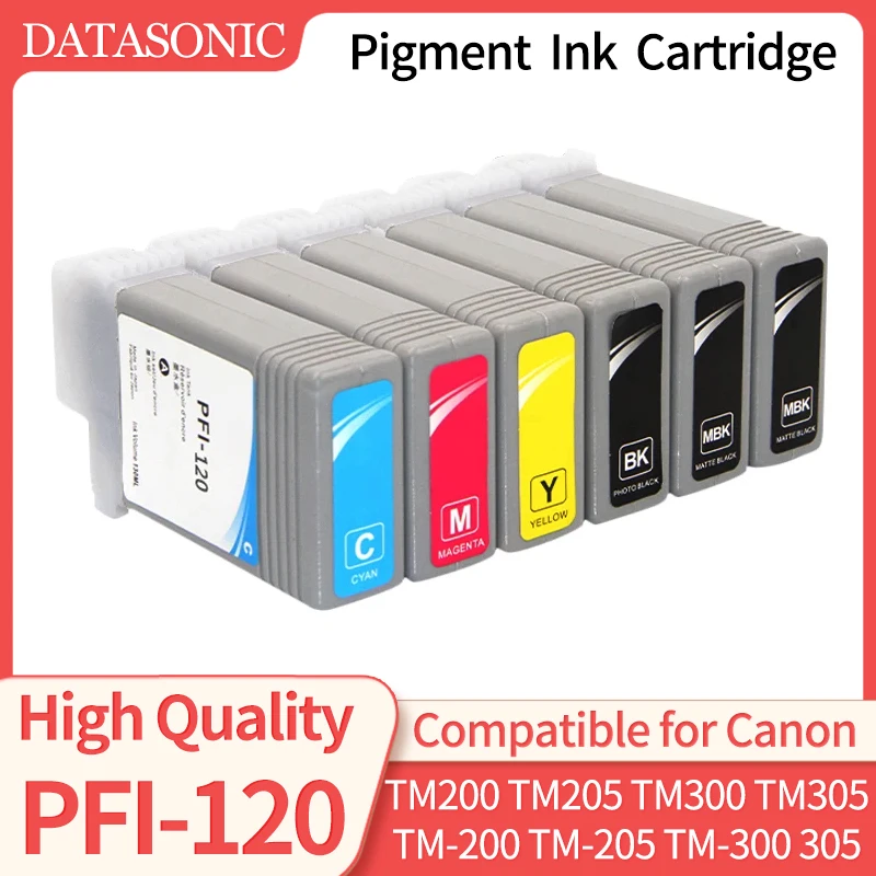 

PFI120 compatible Ink Cartridge for Canon TM200 TM205 TM300 TM305 printer with pigment ink and chips TM-205 FPI-120 130ML Ink