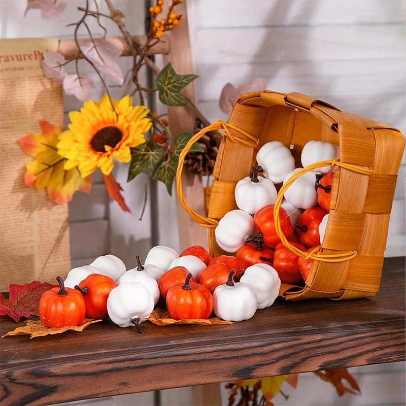 Artificial Pumpkins 12Pcs Decorative Harvest Pumpkins for Fall Wedding Thanksgiving Halloween Table Centerpieces table decoration artificial plant flower artificial plant flowers