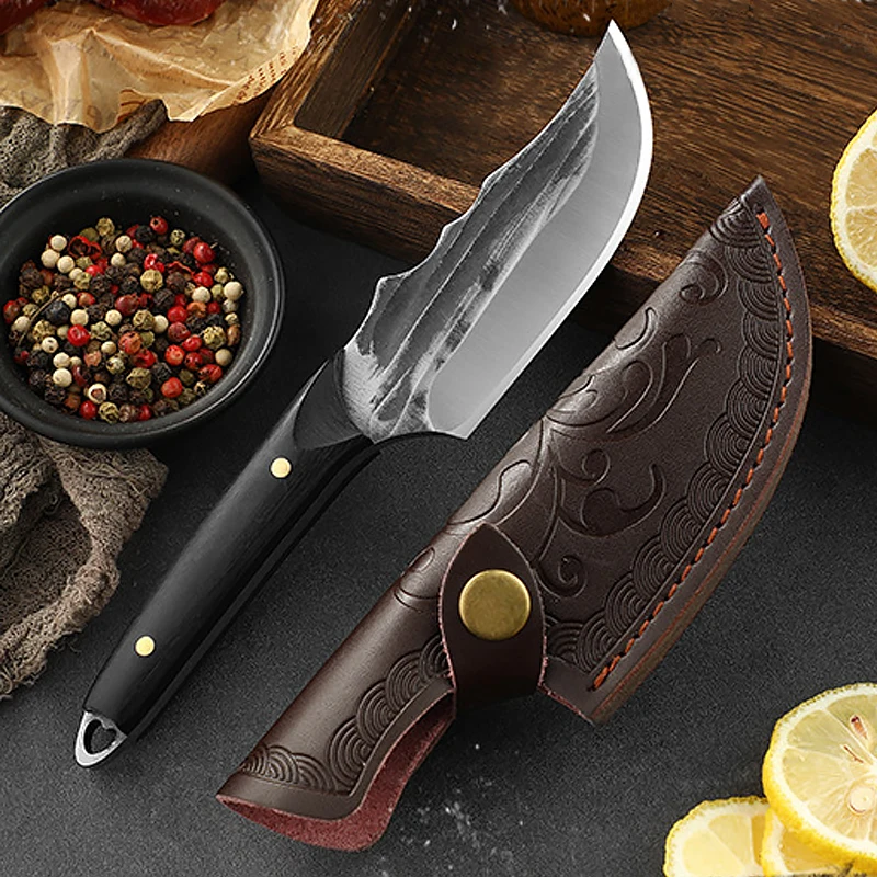 Stainless Steel Hand Forged Boning Knife Meat Cleaver Butcher Slicing Knife Fruit Cutting Kitchen Chef Knives Scissors BBQ Tool Kitchen Knife Meat Cleaver