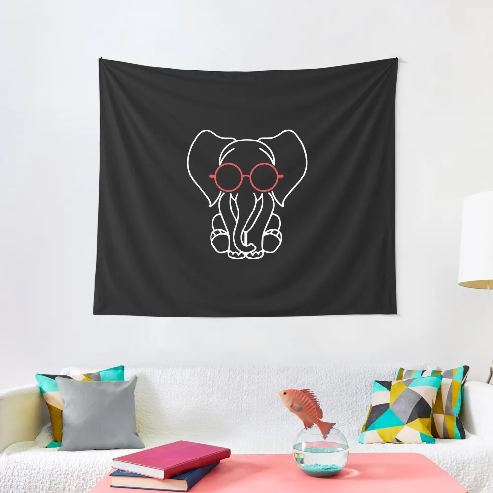 

Cute elephant with red glasses Tapestry Wallpaper Home Decoration Carpet On The Wall Tapestry