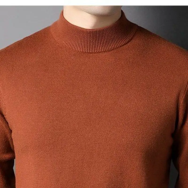 2023 New Autumn and Winter Fashion Trend Half High Neck Pullover Long Sleeve Solid Color Clean Edition Versatile Underlay Shirt