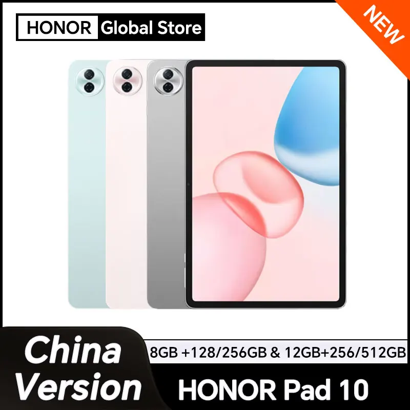 New China Version HONOR Pad 10 Snapdragon 7 Gen 3 12.1'' 120Hz LCD Screen 10100mAh Battery HONOR 66W Supercharge 8MP Camera