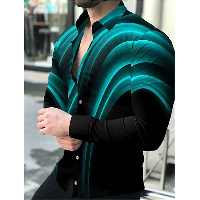 Fashion luxury men's shirt single-breasted shirt leisure streamer line printing long-sleeved shirt men's Hawaiian cardigan 2023 2023 new arrivals q tv box hd android 9 allwinner h6 media streamer player iptv free shipping recommend