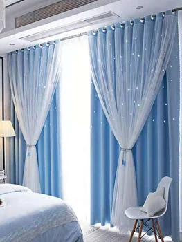 Light Luxury Blackout Blue Curtains 1