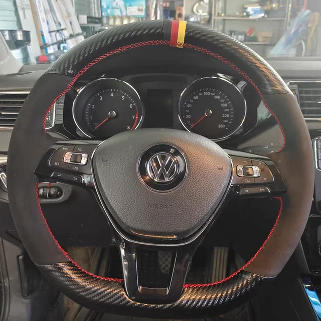 Benutzerdefinierte DIY Auto Lenkrad Abdeckung 100% Fit Für Volkswagen VW  Golf 7 Mk7 Nieuwe Polo