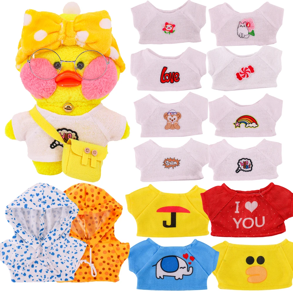 30cm Kawaii Cafe Duck Doll Clothes T-shirts Hoodie Unique Design Lalafanfan Duck Doll Animal Toys Birthday DIY Gift For Children hot sale cartoon cute lalafanfan cafe duck plush toy stuffed kawaii duck doll soft animal pillow birthday gift for kids children
