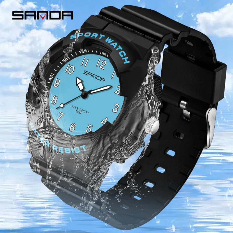 

2024 New Watch Youth Student Fresh Electronic Watch Digital Fashion Versatile Waterproof Female Student Watch Sanda 6094