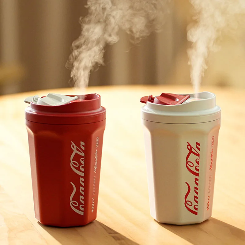 2022 Newest Coke Cup Humidifier Rechargeable 400ml Wireless Portable Flame Air Humidifier with Battery Home Car Aroma Diffuser 2022 newest excellent quality 4k high brightness 9000 lumens dual 5g wifi proyector y9 projector for home