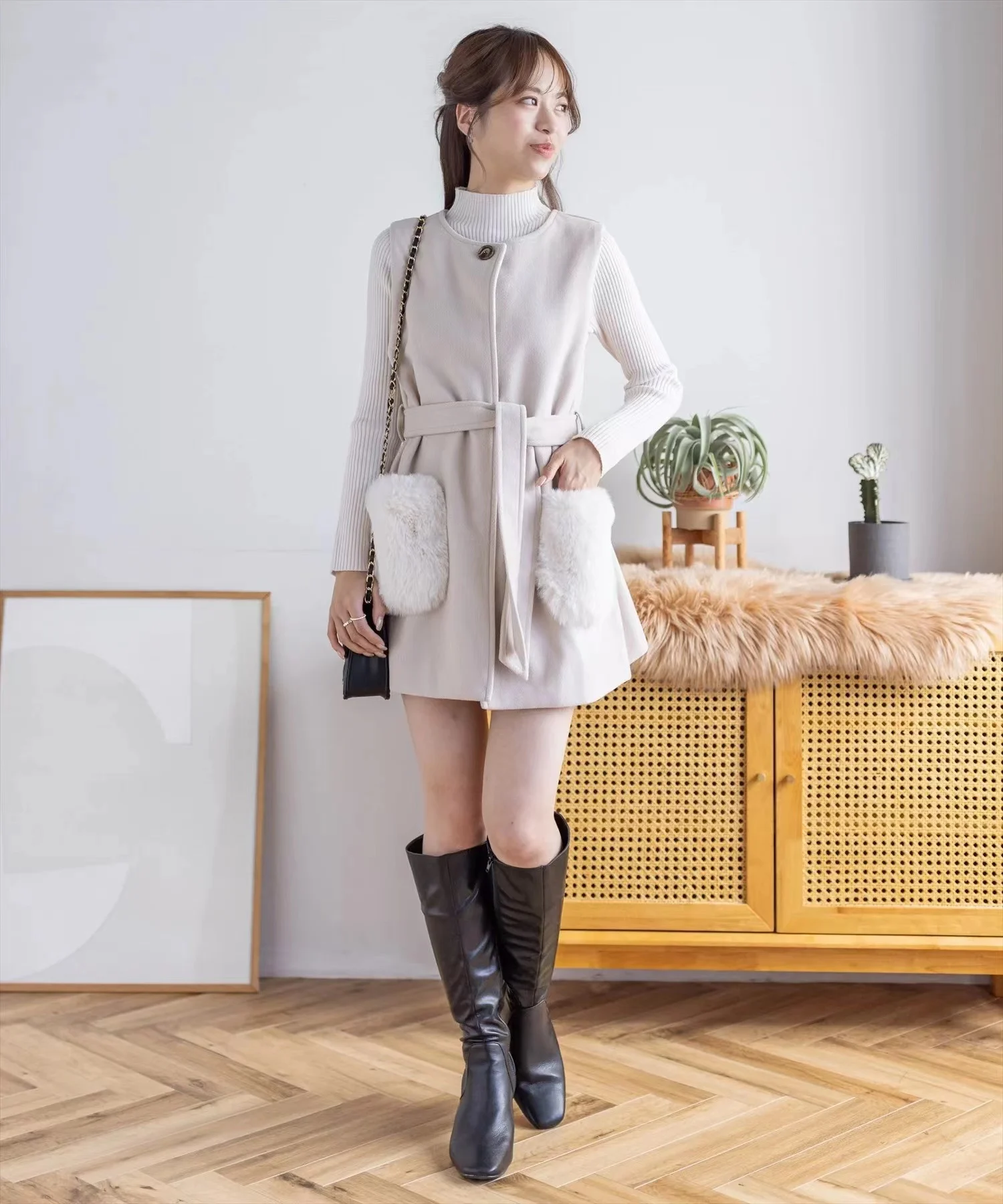 Suit Skirts Rich Gold Elegant Socialite Adult Lady like Woman Style Woolen Skirt Three-Piece Set for Women Autumn Winter