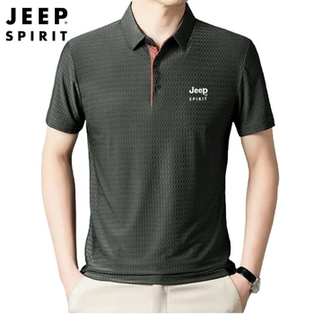 Jeep Spirit Polo da uomo Estate Nuova T-shirt a maniche corte Casual Business Abiti larghi e comodi e traspiranti 1