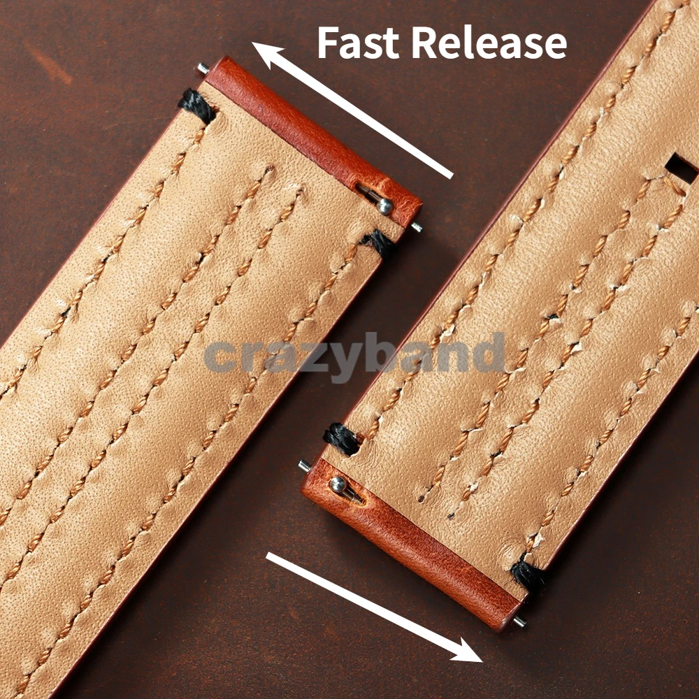 Premium Vintage Leather Watch Strap - Genuine Cowhide Wrist Belt for Men & Women (20-24mm)
