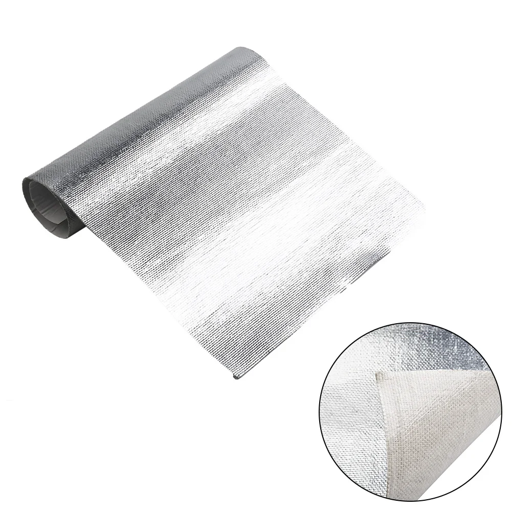 

25x50cm Car Heat Protection Film Shield Insulation Hood Sound Deadener Protective Mat E-glass Fabric Aluminum Thickness 1.4 Mm