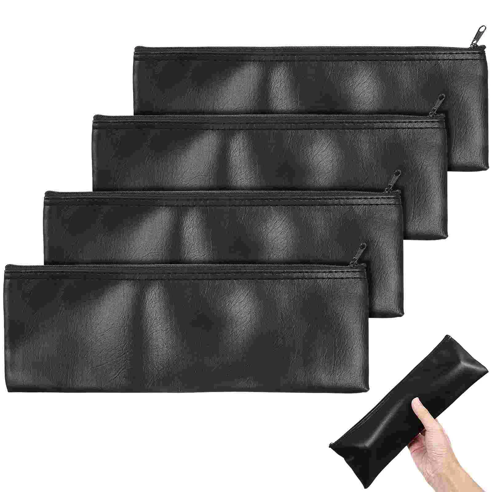 Set De 4 Bolsas De Almacenamiento Para Micrófono - De PU Con Cremallera, Tamaño 30.5x10.1cm, Ideales Para Transporte Y Protección